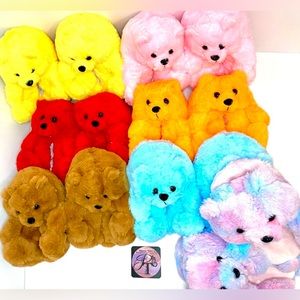 RED - Soft and cute Kid teddy bear house shoes / slippers